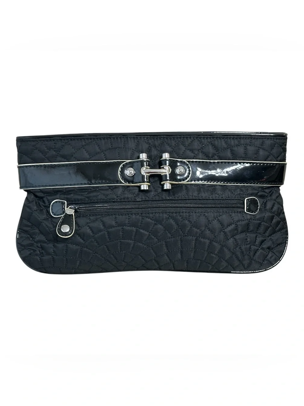 Vera Bradley Quilted Clutch Black Patent Leather trim Purse tote